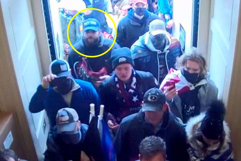 Taylor Taranto is circled on an image of the Capitol riot.