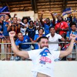 Roberto Lopes of Cape Verde celebrates with supporters.