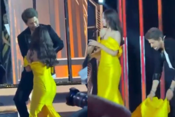 Shah Rukh Khan saves Nitanshi Goel as she trips on stage, video goes viral