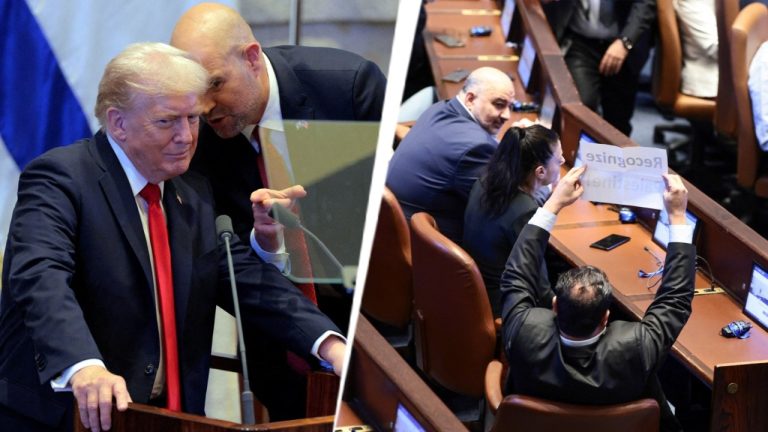 Recognise Palestine: Trump heckled in Israeli parliament during Gaza truce speech