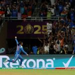 India's Harmanpreet Kaur celebrates after winning the ICC Women's World Cup