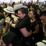 People react during the funeral of Carlos Manzo, the mayor who was shot dead during a Day of the Dead event, in Uruapan, Mexico, November 2, 2025.