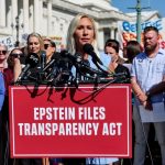 FILE PHOTO: U.S. Representative Marjorie Taylor Greene speaks during a press conference to discuss the Epstein Files Transparency bill, directing the release of the remaining files related to the investigations into Jeffrey Epstein and Ghislaine Maxwell, on Capitol Hill in Washington, D.C., U.S., September 3, 2025. REUTERS/Jonathan Ernst/File Photo