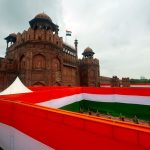 The front compound of the 17th century Mughal-era Red Fort monument is decorated in India's national colors for the country's Independence Day