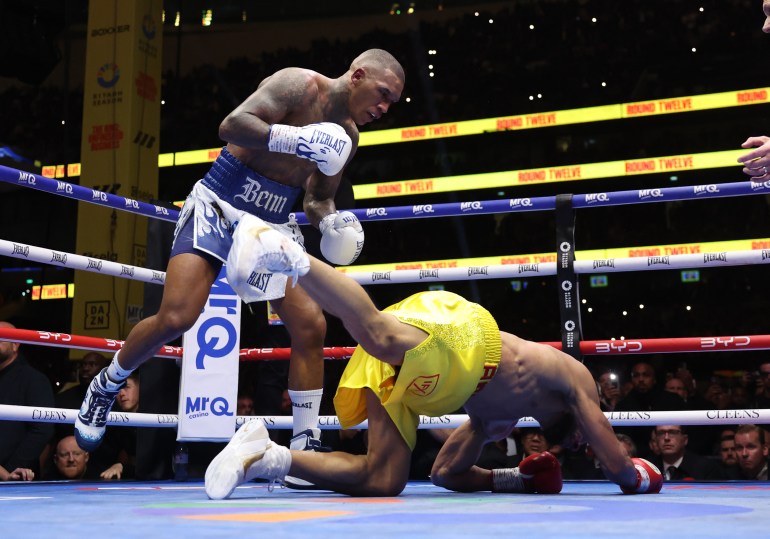 Chris Eubank Jr and Conor Benn in action.