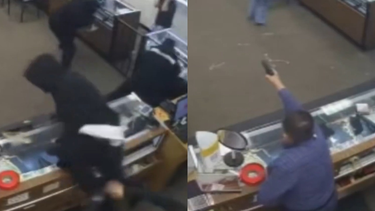 Video: US jewellery shop owner opens fire at robbers after $170,000 heist