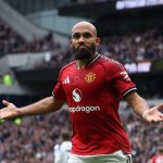 Soccer Football - Premier League - Tottenham Hotspur v Manchester United - Tottenham Hotspur Stadium, London, Britain - November 8, 2025 Manchester United's Bryan Mbeumo celebrates scoring their first goal REUTERS/Toby Melville EDITORIAL USE ONLY. NO USE WITH UNAUTHORIZED AUDIO, VIDEO, DATA, FIXTURE LISTS, CLUB/LEAGUE LOGOS OR 'LIVE' SERVICES. ONLINE IN-MATCH USE LIMITED TO 120 IMAGES, NO VIDEO EMULATION. NO USE IN BETTING, GAMES OR SINGLE CLUB/LEAGUE/PLAYER PUBLICATIONS. PLEASE CONTACT YOUR ACCOUNT REPRESENTATIVE FOR FURTHER DETAILS..